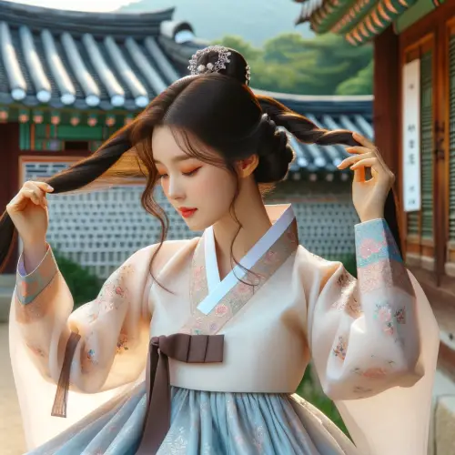 모발이 풍성한 한국여성의 이미지