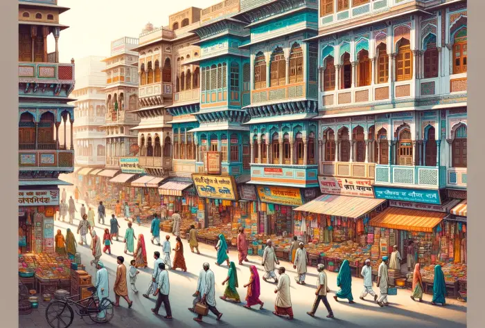 인도의 거리를 묘사한 이미지