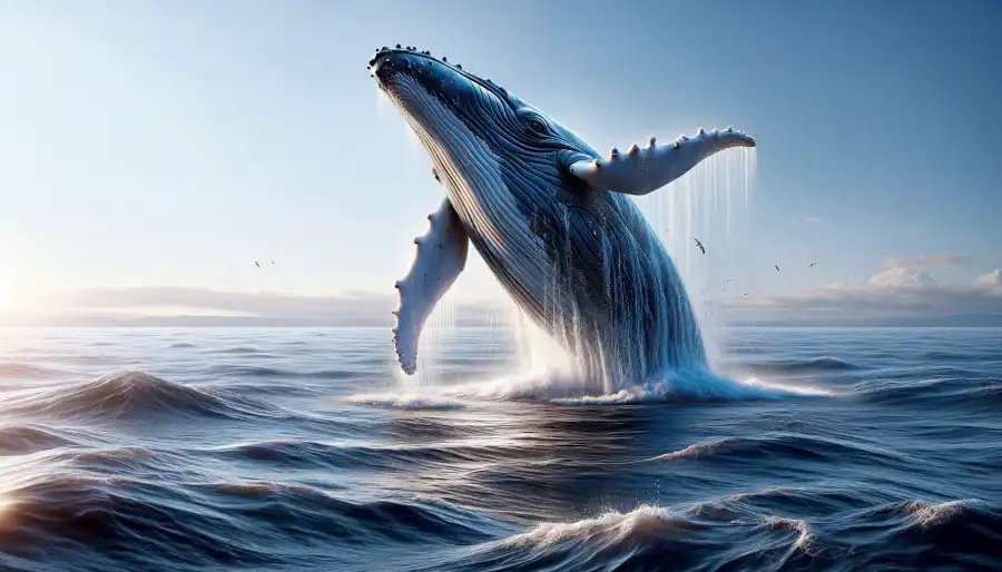향유고래가 바다에서 솟구치는 장면